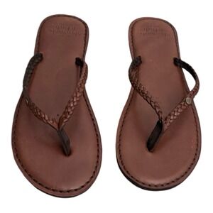 VTG Y2K Abercrombie & Fitch Brown Braided Leather Thong Sandal Women's Size 7.5
